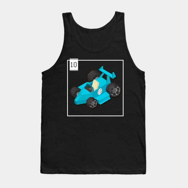 10 - Pixel Cars - Little Cyan Tank Top by Kenox